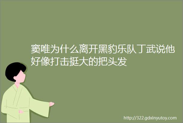 窦唯为什么离开黑豹乐队丁武说他好像打击挺大的把头发